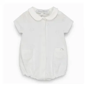 White Interlocking Openwork Hedgehog Romper Suit