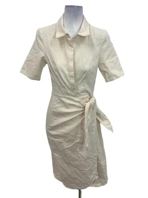 White Textured Cotton Wrap Dress OSN
