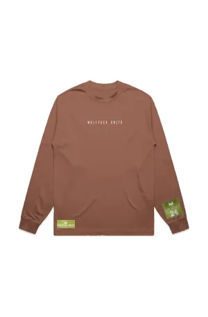 WOLFPACK UNLTD "BOLD STATEMENT" HEAVYWEIGHT OVERSIZED L/S TEXT LOGO | CLAY BROWN