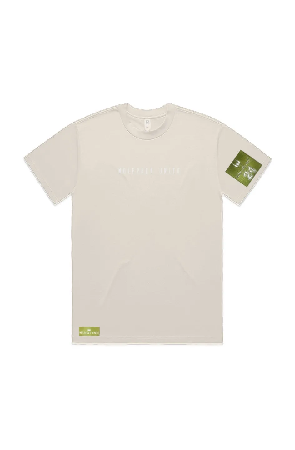 WOLFPACK UNLTD "BOLD STATEMENT" HEAVYWEIGHT OVERSIZED S/S TEXT LOGO | ECRU BEIGE