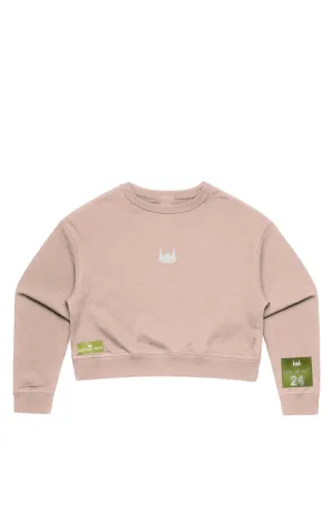 WOLFPACK UNLTD WOMEN CROP CREW SWEATER | PALE PINK