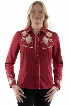 Women's Vintage Western Shirt Collection: Scully Cranberry Floral