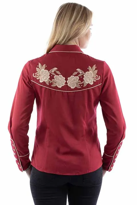 Women's Vintage Western Shirt Collection: Scully Cranberry Floral