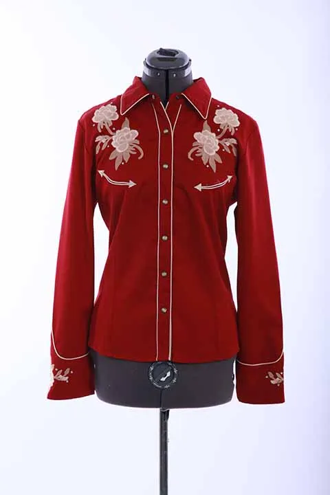 Women's Vintage Western Shirt Collection: Scully Cranberry Floral