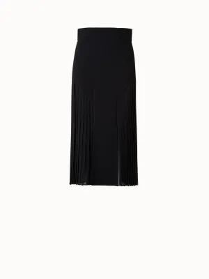 Wool Double-Face Plissé Pencil Skirt