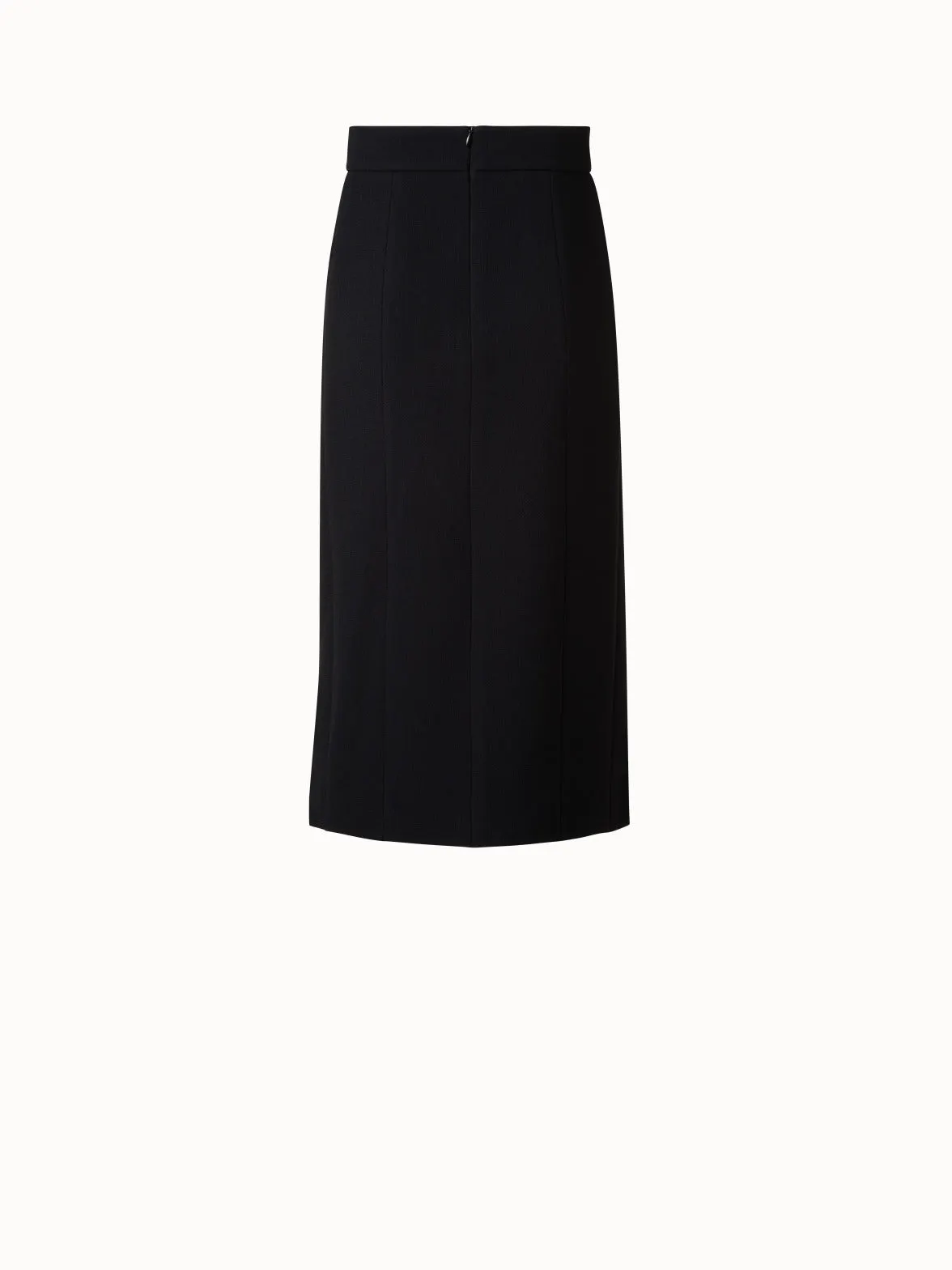 Wool Double-Face Plissé Pencil Skirt