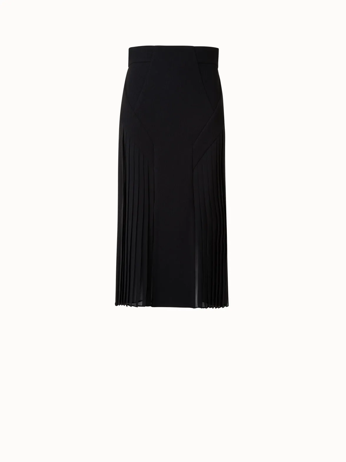 Wool Double-Face Plissé Pencil Skirt