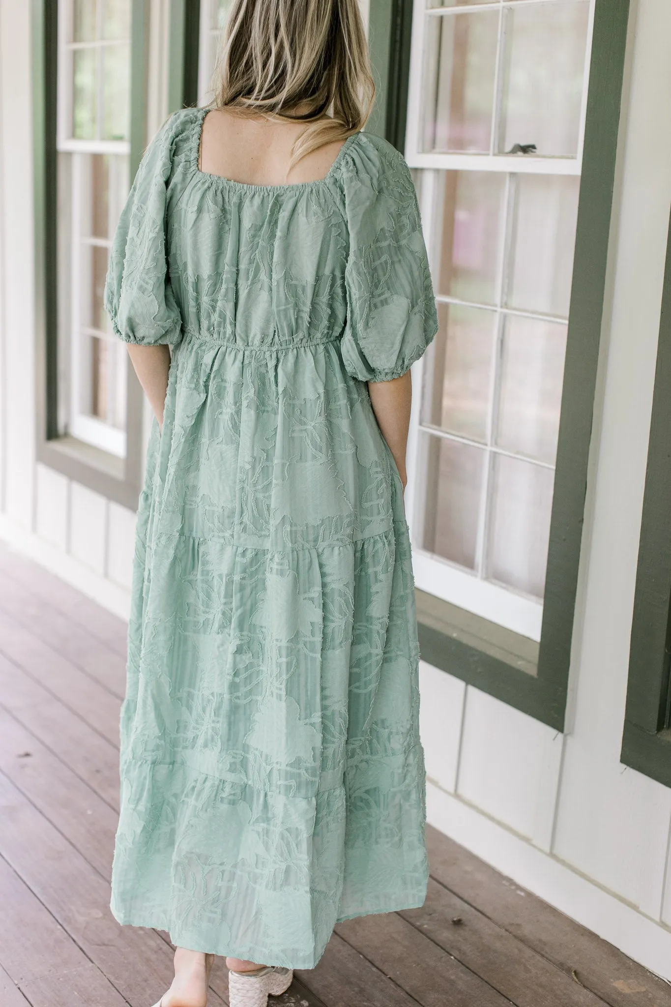 XZ Flocked Sage SS Dress
