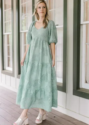 XZ Flocked Sage SS Dress