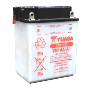 *YB14A-A1 DG Battery with acid pack Yuasa. Alt: YB14AA2 (YB14AA1PK)