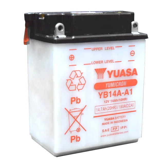 *YB14A-A1 DG Battery with acid pack Yuasa. Alt: YB14AA2 (YB14AA1PK)